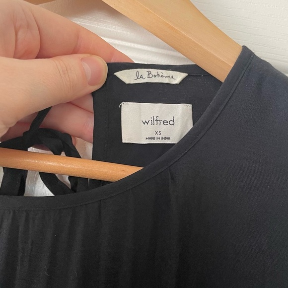 SOLD Aritzia WILFRED x LA BOHÈME Sidonie Dress Black with White Trim Size XS - Picture 9 of 10